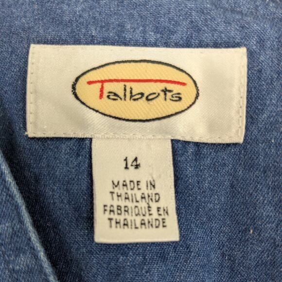 Vintage Talbots Maxi Dress 14 Blue Denim 90s Teacher Modest Pocket Jumper - Picture 9 of 11
